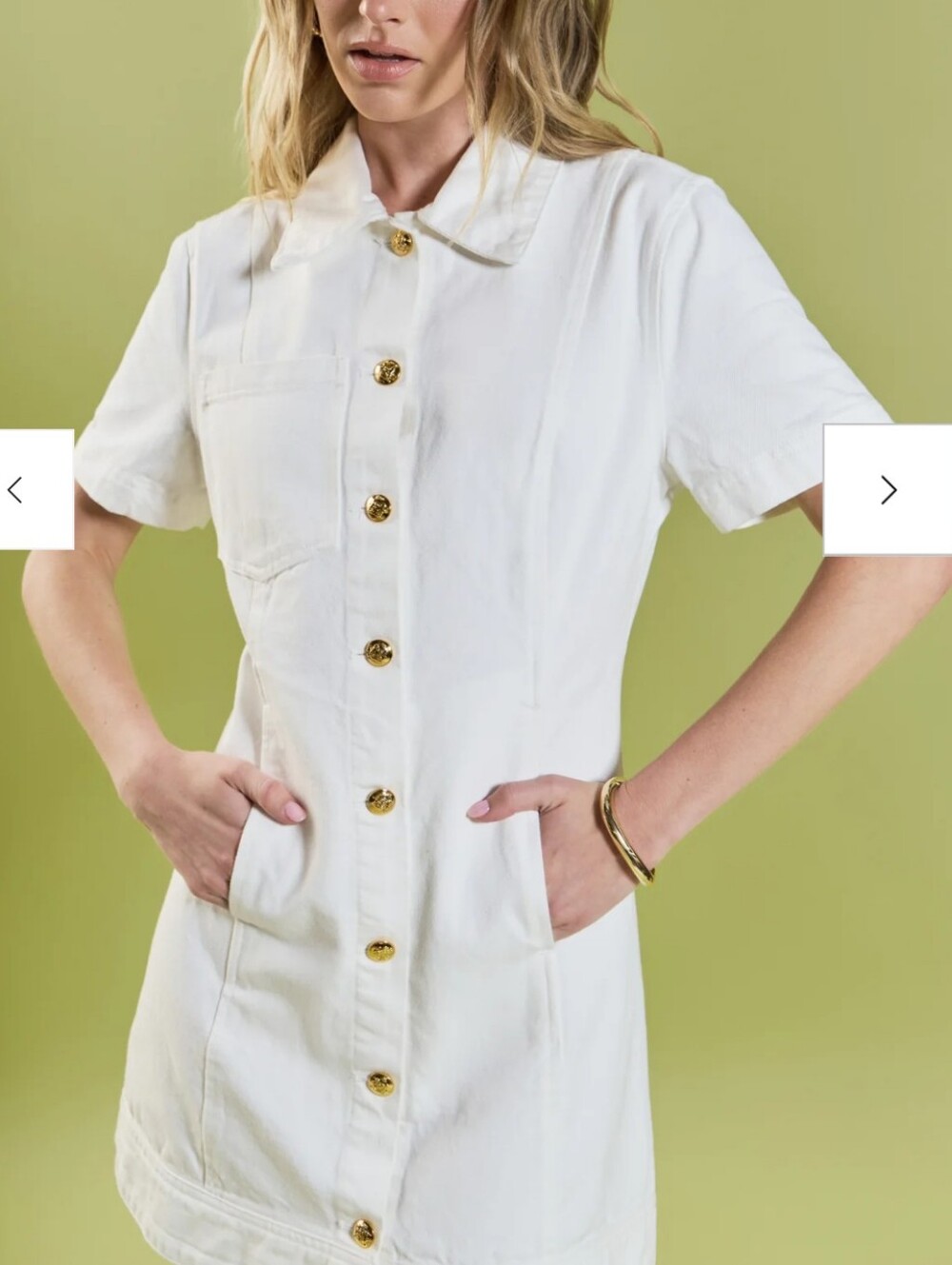 English Factory White Classic Denim Mini Dress Size Medium - Picture 3 of 7
